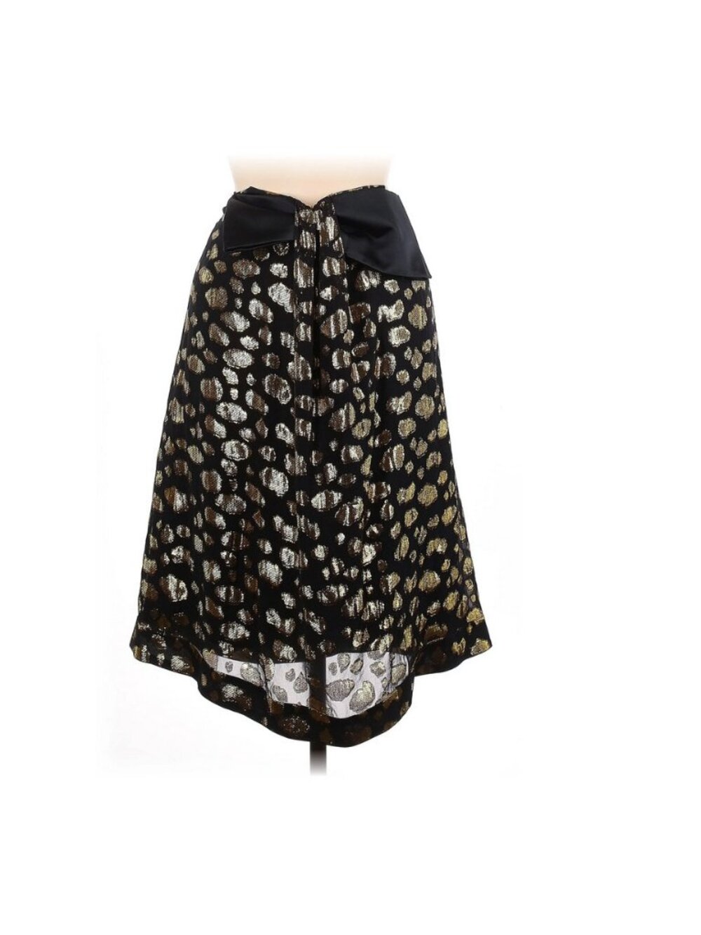 Sara Berman Silk Skirt Women's Gold Animal Print High Low 100% Size M Whimsy